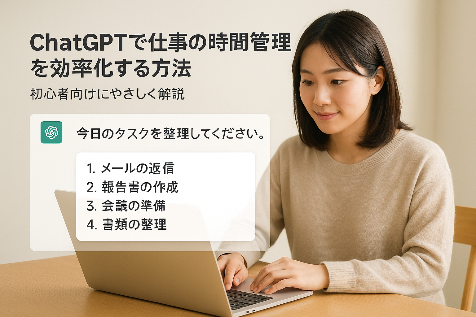 ChatGPTにタスクを入力して優先順位を付ける様子